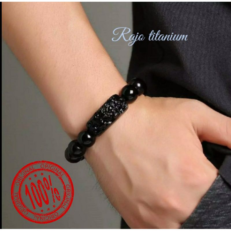 GELANG BATU GIOK PIXIU HITAM KUALITAS PREMIUM ORIGINAL