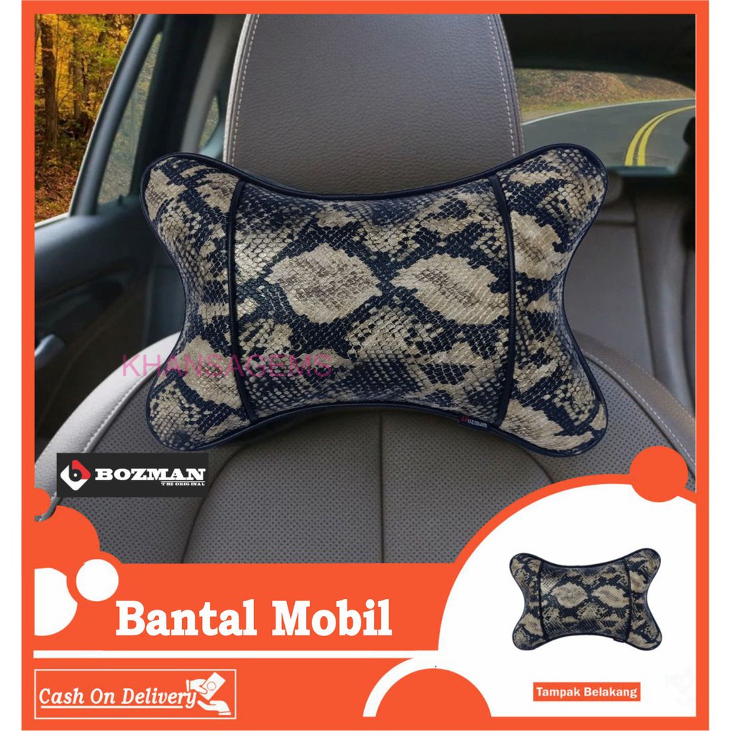 Set Bantal Mobil Motif Ular 3 in 1 Kulit Sintetis Premium Bantal Mobil Seatbelt Dan Kunci Stnk