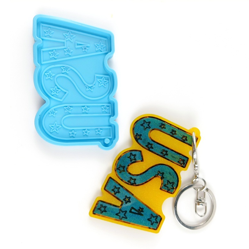 SIY  Letters USA Keychain Epoxy Resin Mold Handmade Necklace Pendant Silicone Mould DIY Crafts Jewelry Casting Tools