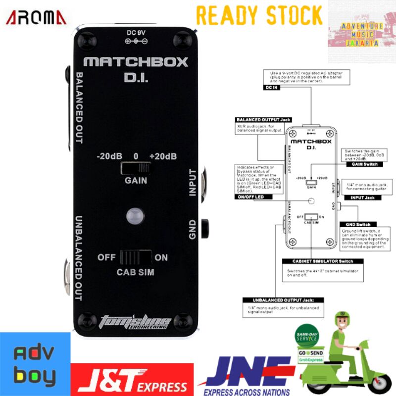 TOMSLINE MATCHBOX DI Cabinet Simulator DI Box AROMA AMX3 Pedal Efek Gitar