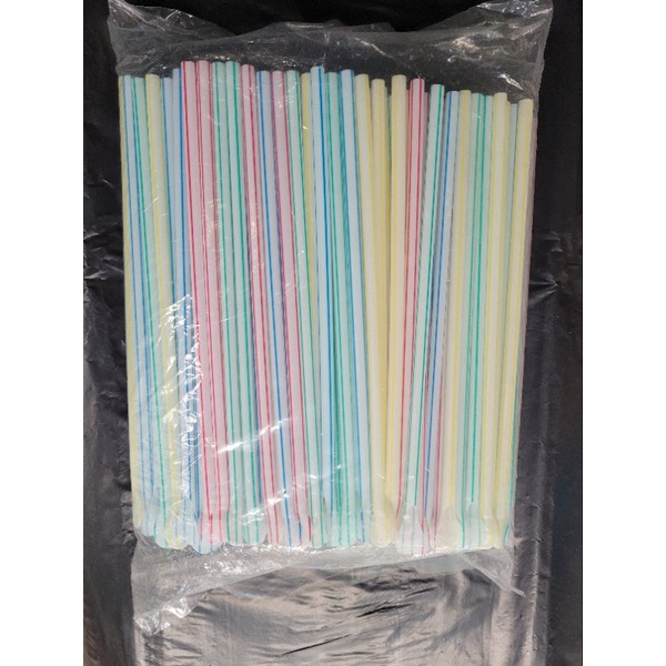 Sedotan Sendok Plastik / Sedotan / Sedotan Warna Salur isi 200 pcs
