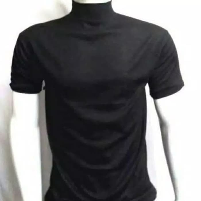 Kaos hitam polos kerah tinggi/kaos hitam polos/kaos kerah ...