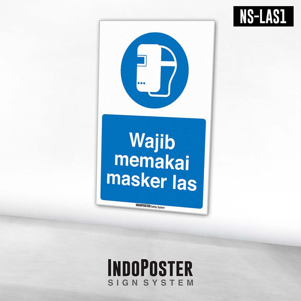 

Stiker Safety Sign Rambu K3 Wajib Memakai Masker Las Welding Mask
