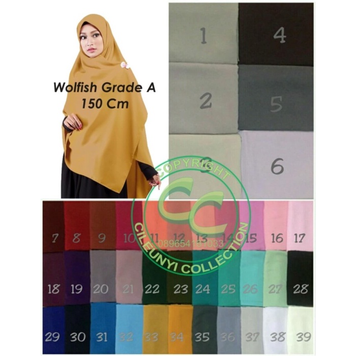 Hijab Instan Segiempat Segi Empat Syar i Jumbo Wolfis 150 X 150 Cm RE