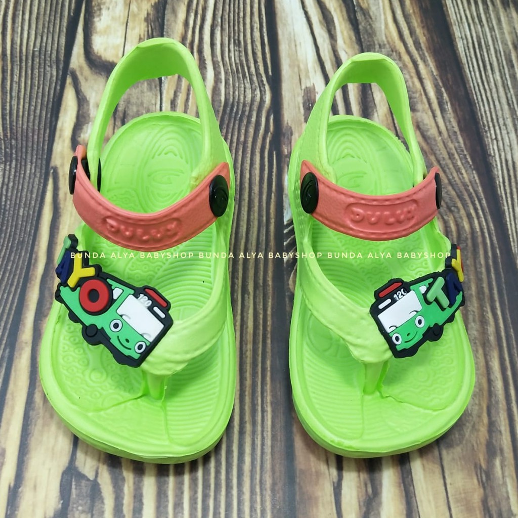 Sandal Anak Laki Jepit Usia 6 Bulan 1 2 Tahun Size 19 -24 - Sendal Bayi Cowok Karet Anti Licin Bus HIJAU