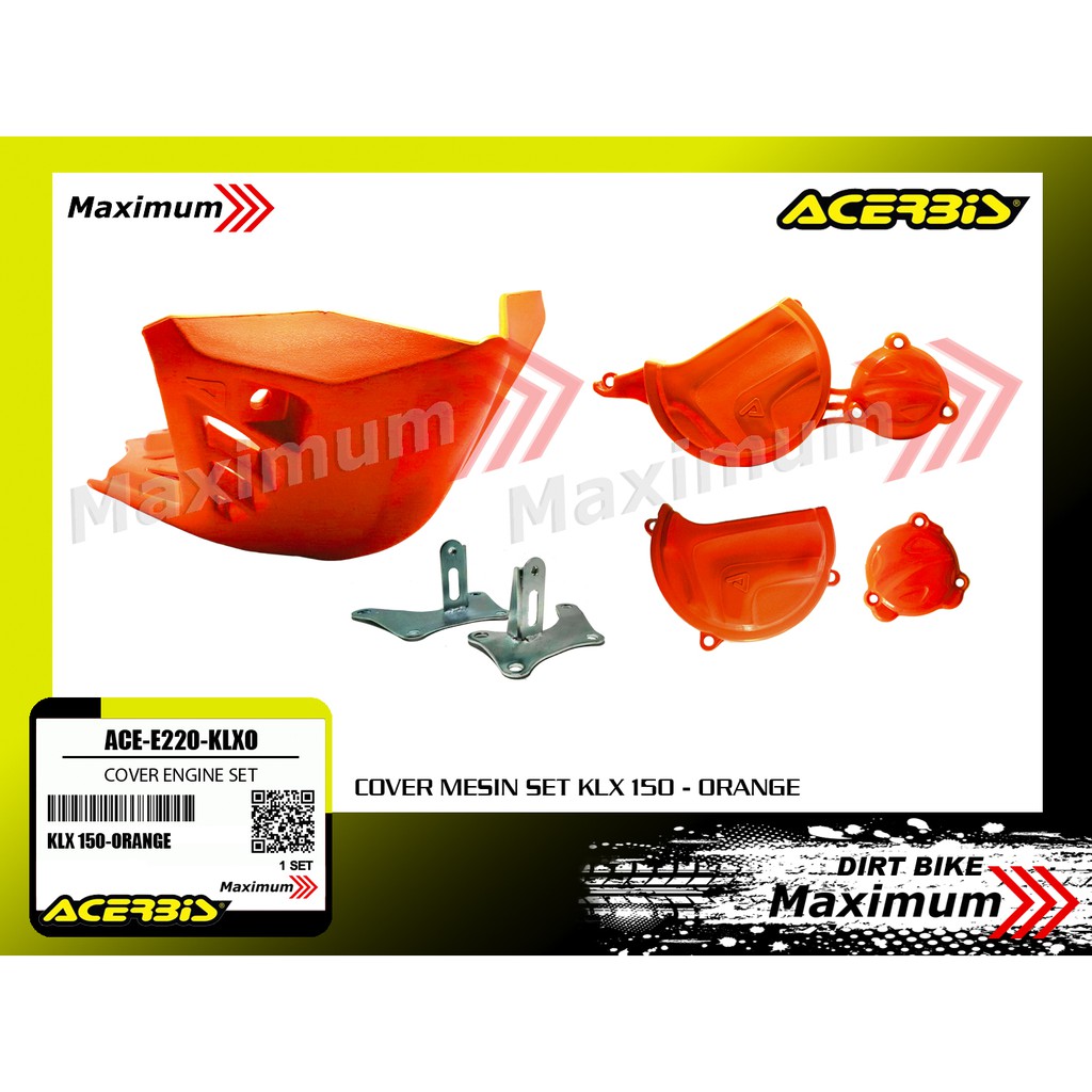 Acerbis Cover engine Orange/ Tutup pelindung mesin set KLX, D Tracker Orange