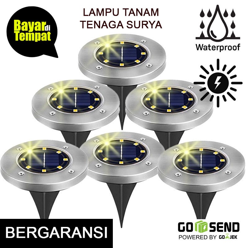 Jual Lampu Taman Solar Cell Bulat 8 Led Tancap Tenaga Surya Otomatis