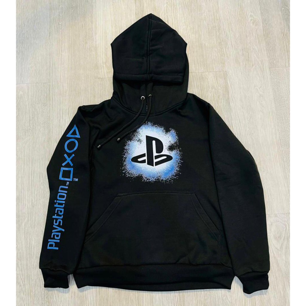 Hoodie Gamer Playstation Splash BLACK Cotton Fleece