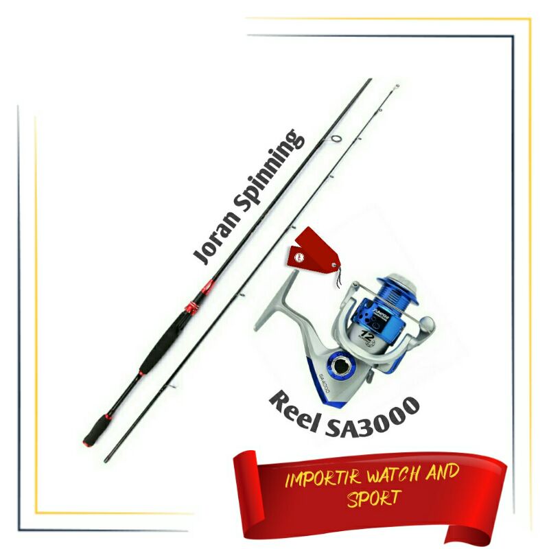 SET Paket Mancing Mania Joran Spinning-Casting 240cm Reel YUMOSHI SA3000 COD BAYAR DI TEMPAT