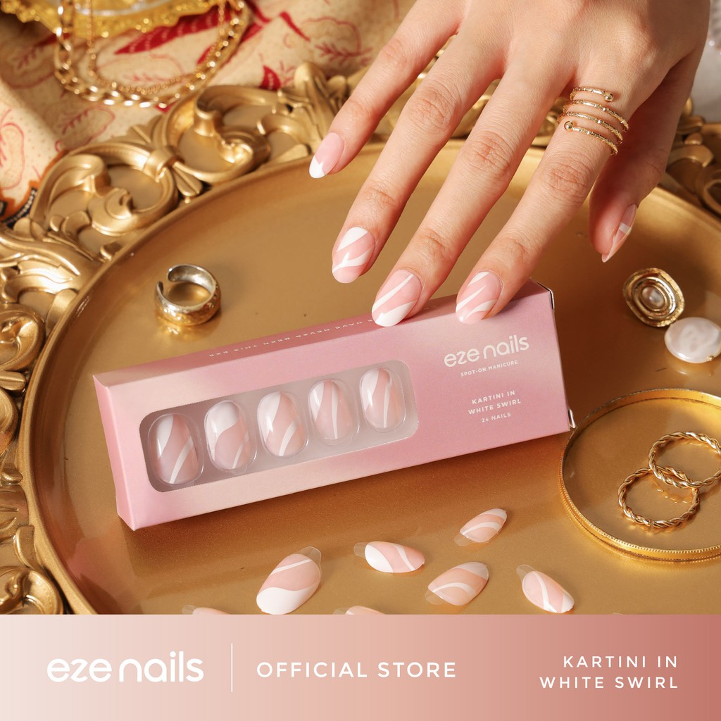 Kartini in White Swirl – Eze Nails Spot On Manicure