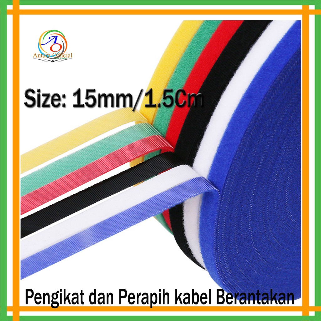 Velcro Strap Gulungan 15mm 1,5cm cable Tie Roll Pengikat Kabel Nylon Fiber Optik Serbaguna Organizer