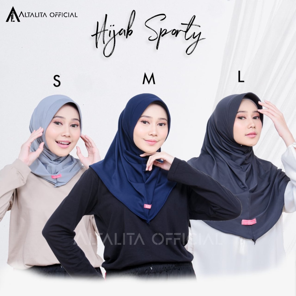 Altalita - Hijab Instan Bergo Sport All Size Ukuran S M L Terbaru | Jilbab Instant Sekolah pet Antem Bahan Jersey Premium | Kerudung Sporty Instan Olahraga Volly Futsal Badminton Menutup Dada