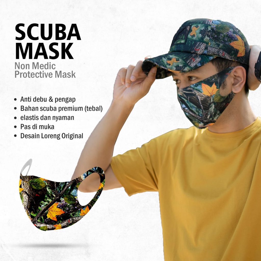 Masker Scuba Dewasa - Gramasi 340 - Anti Polusi dan Lembut - Bisa Dicuci - Tebal dan Premium
