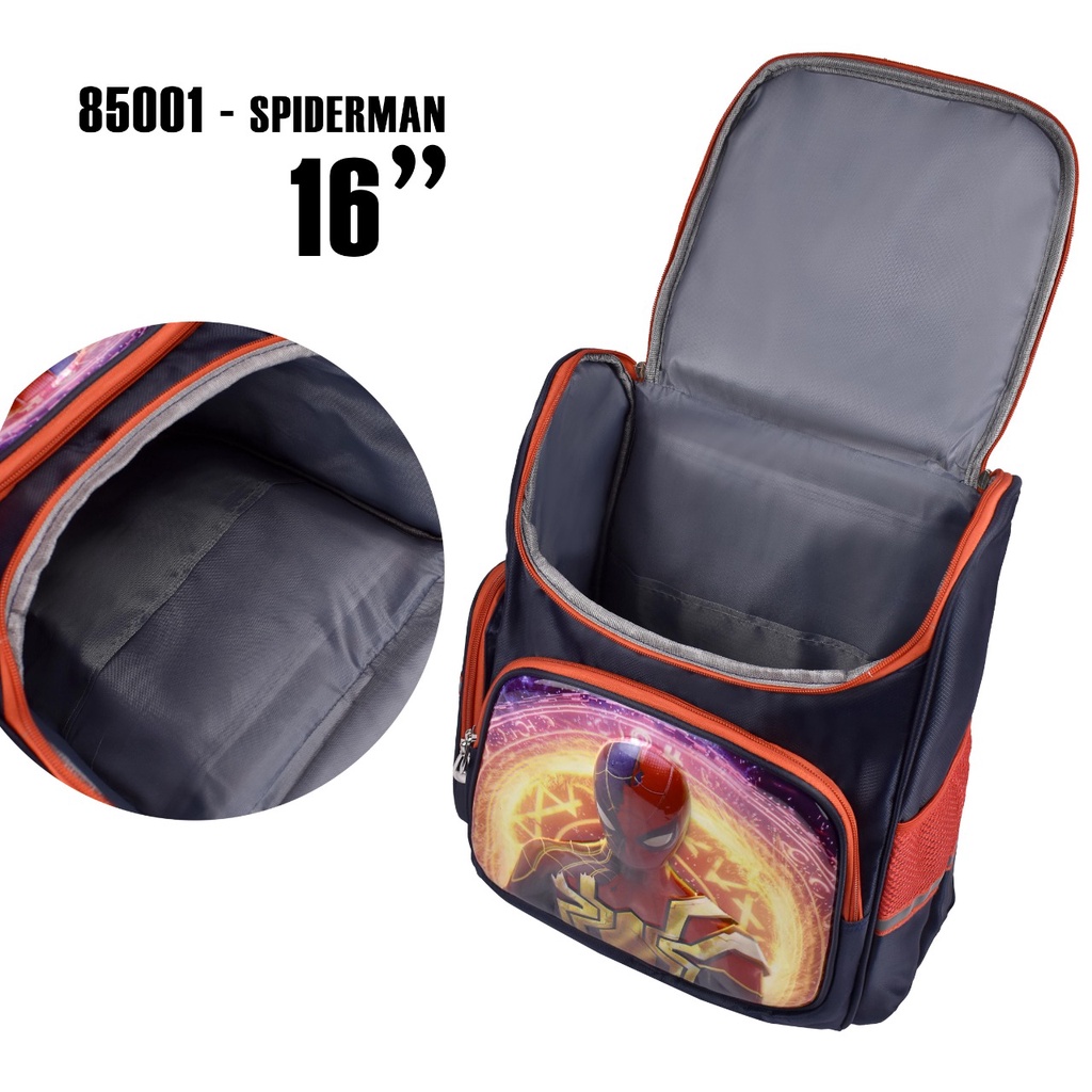 Tas Cartoon Spiderman 85001 16 Inch Tas Ransel Anak Tas Sekolah Tas Timbul Double Decker Import