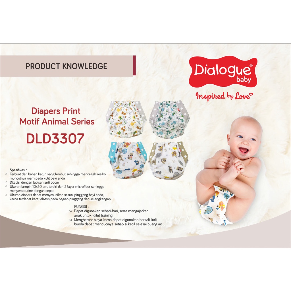 ♥BabyYank♥ Dialogue Baby Diapers Print Motif Animal Series - DLD3307 DLD3203 DLD3206 DLD3303 - Clodi Cloth Diaper - Popok Kain Bayi