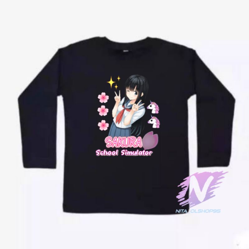 sakura school simulator kaos anak lengang panjang baju sakura