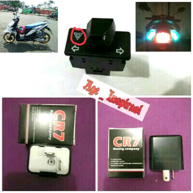 Aksesoris beat/variasi beat/saklar hazard sein darurat beat dll Sepaket scoopy vario 150  vario125