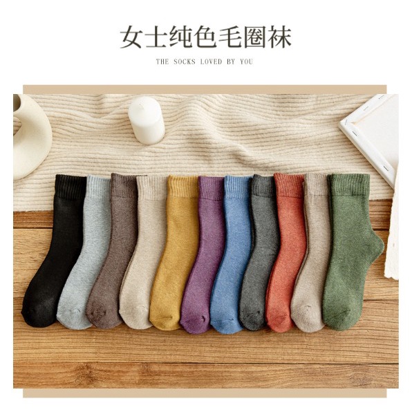 Kaos Kaki Winter Wanita Tebal Hangat Winter Socks Musim Dingin POLOS