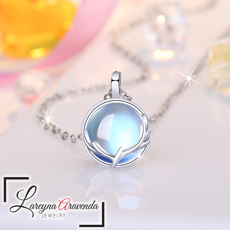 Lareyna Aravenda Kalung Titanium + Liontin Wanita Model MultiBlue Planet KL030