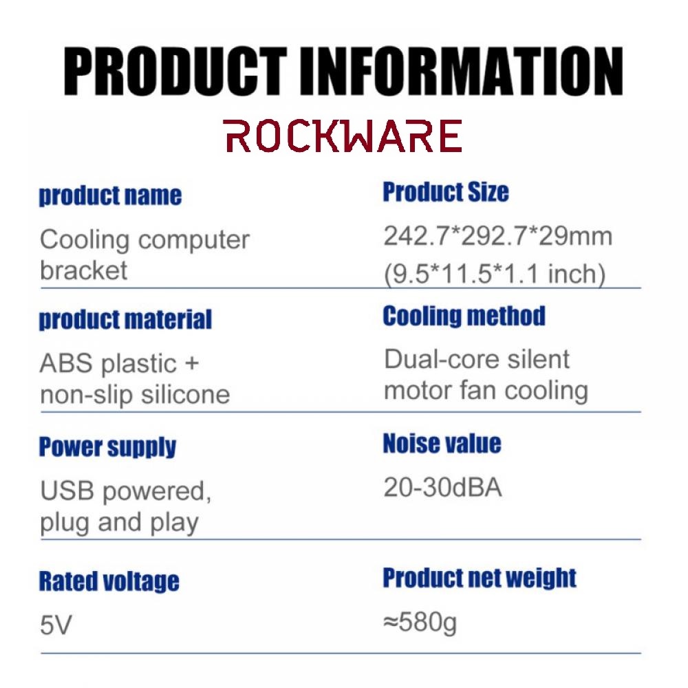 ROCKWARE RW-HZ01 - Dual Fan Cooling Laptop Bracket - Dudukan Laptop