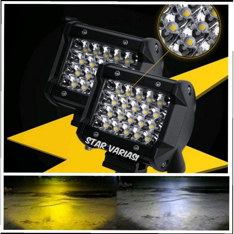 Lampu tembak sorot cwl 24 led 2warna putih kuning 3 mode waterproof