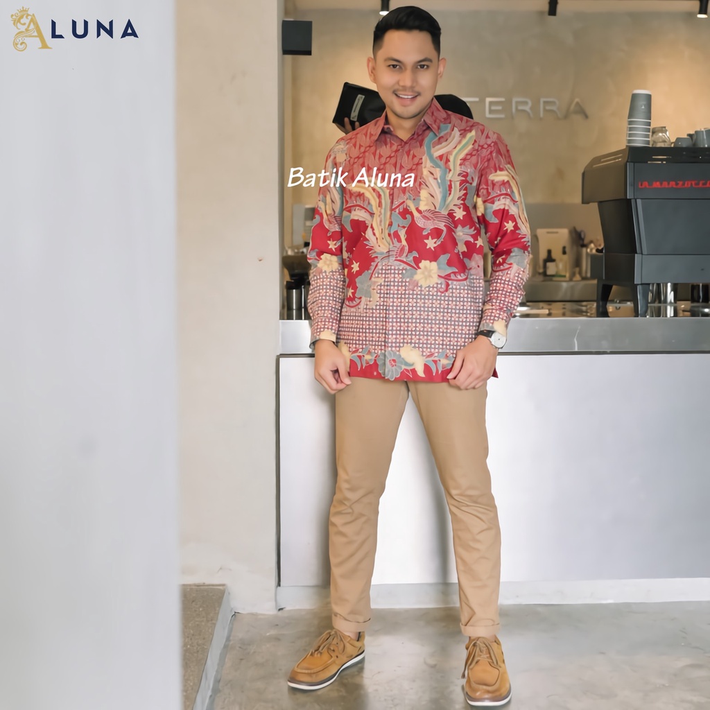 KEMEJA BAJU BATIK ALUNA KATUN JAWA SOLO FURING REGULAR PREMIUM PRIA MODERN LENGAN PANJANG PCW 115