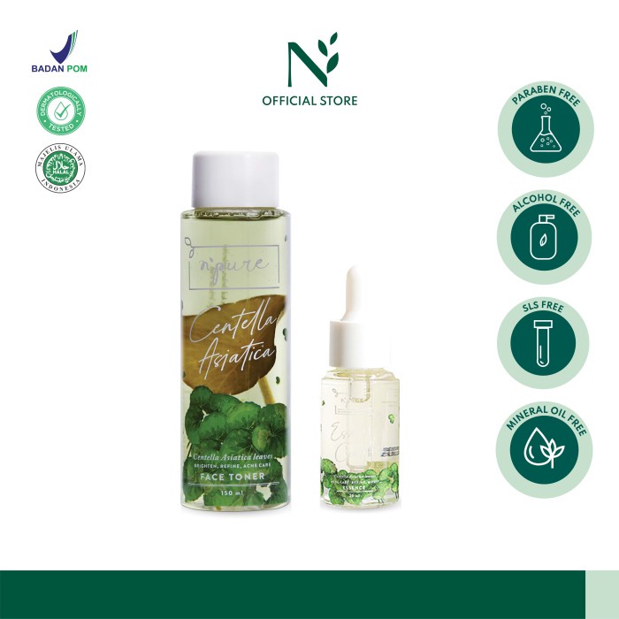 npure paket face toner + essence cica series (acne series) safa