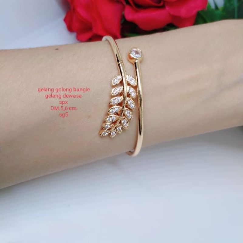 Gelang Tangan Bangle Fleksibel Wanita Titanium Xuping Perhiasan Aksesoris Lapis Emas Anti Karat