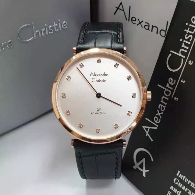 ALEXANDRE CHRISTIE AC 8540 WANITA ROSEGOLD WHITE KACA MINERAL GLASS ORIGINAL