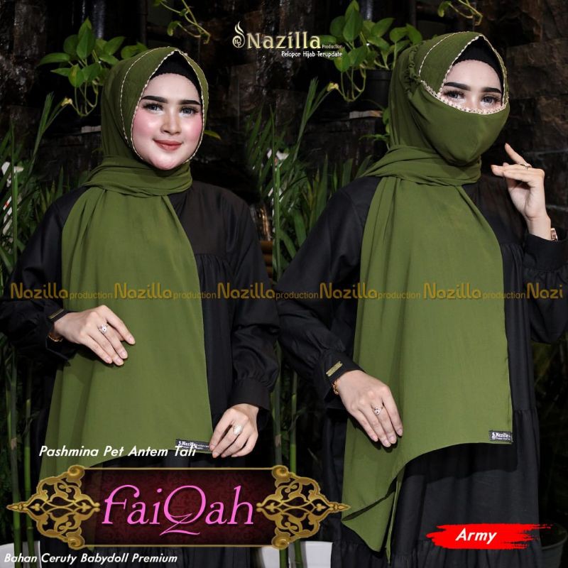 Jilbab Pashmina Tali Instan Faiqah Ori Nazilla Free Masker