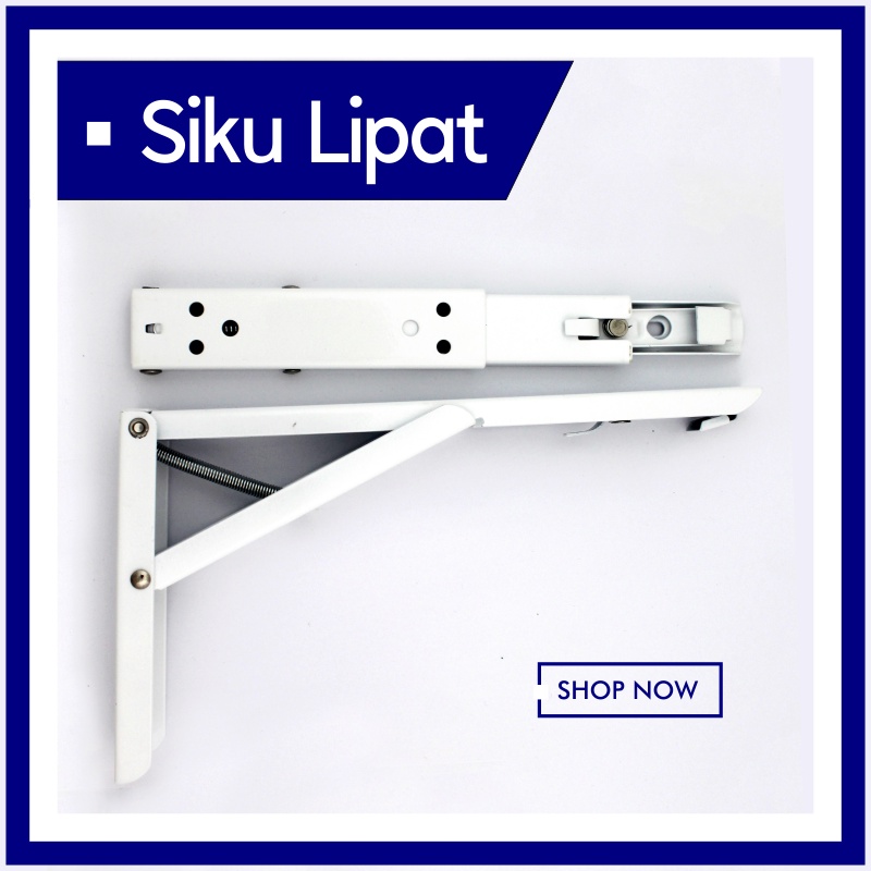 Siku Lipat Putih 1 set (isi 2 pcs) Free Skrup - Bracket Engsel Siku Lipat - Engsel Siku Meja Lipat