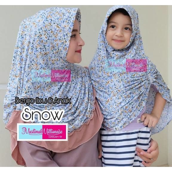 JILBAB COUPLE | KERUDUNG COUPLE | BERGO MIULAN |Jilbab Couple Ibu dan Anak SNOW