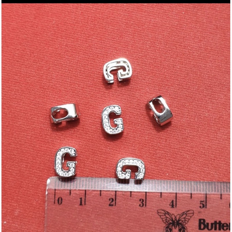 Liontin huruf G liontin abjad G liontin perak 925 lapis emas putih