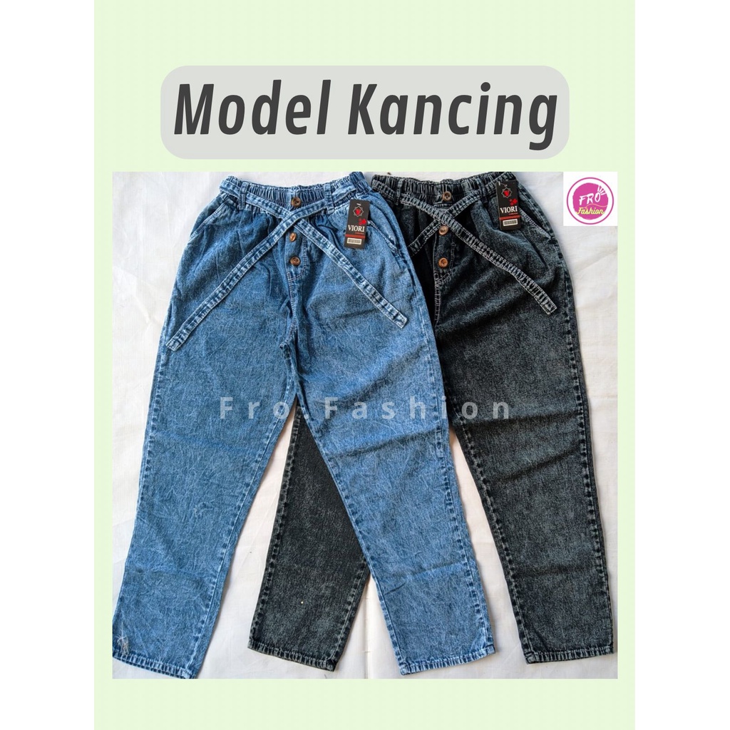 Celana Panjang Wanita Jeans || Baggy Pants Jeans || Celana Boyfriend Jeans || Jeans Pinggang Karet Premium Terlaris Viral