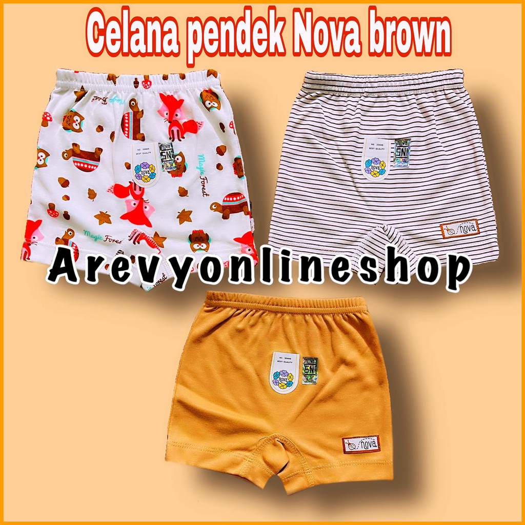 Nova 3 Pcs Celana Pendek Bayi  0-4 Bulan Baby Newborn Arevyonlineshop