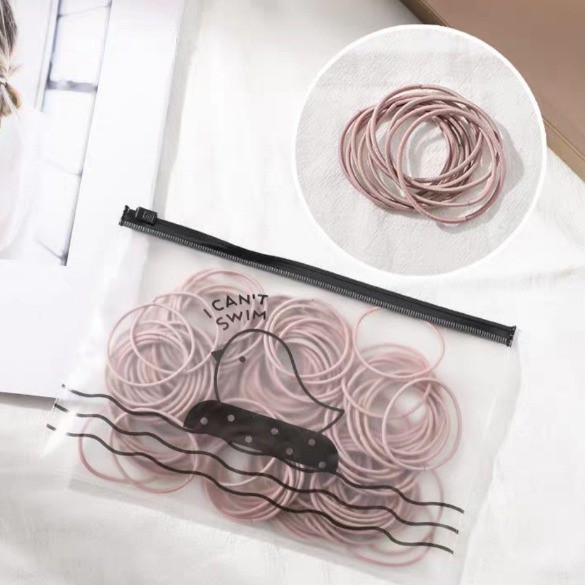 OSM JKT - F705 Ikat Rambut Karet Polos Elastis Gaya Korea / Karet Gelang / Kuciran Rambut Wanita 100-Pink Muda