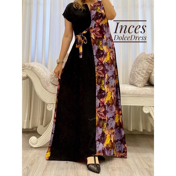 Daster Arab DOLCE INCES Original Label Dress Rayon Super-ADENIA: HITAM