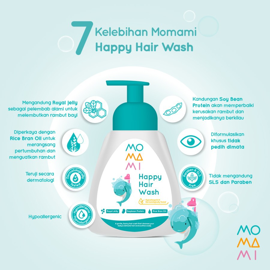 MOMAMI HAPPY HAIR WASH 250ML / SHAMPO &amp; SABUN BAYI MOMAMI - 126614