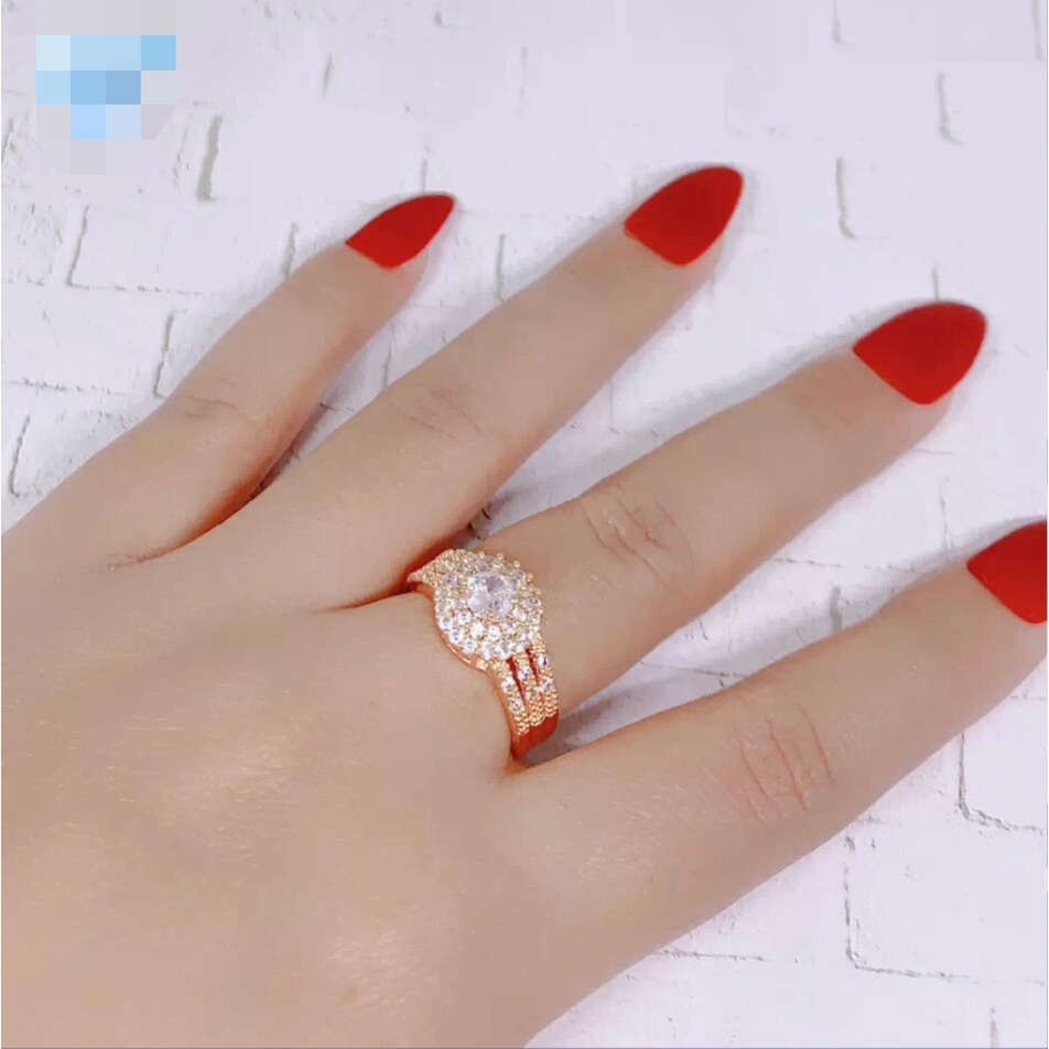 Cincin wanita lov gold kembar dull mutiara model terbaru