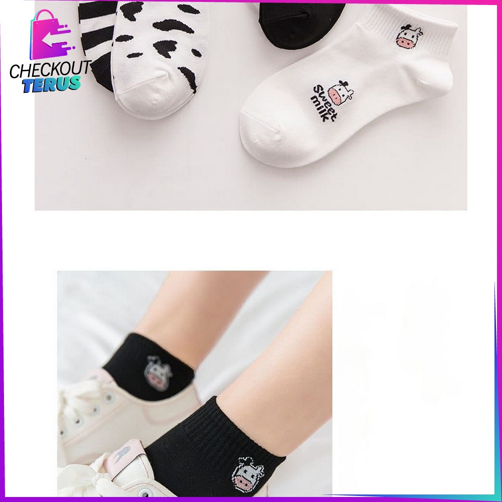 CT P184 Kaos Kaki Pendek Semata Kaki Kaus Kaki Wanita Pria Dewasa Fashion Kaos Kaki Motif Sapi Lucu Kaos Kaki Murah