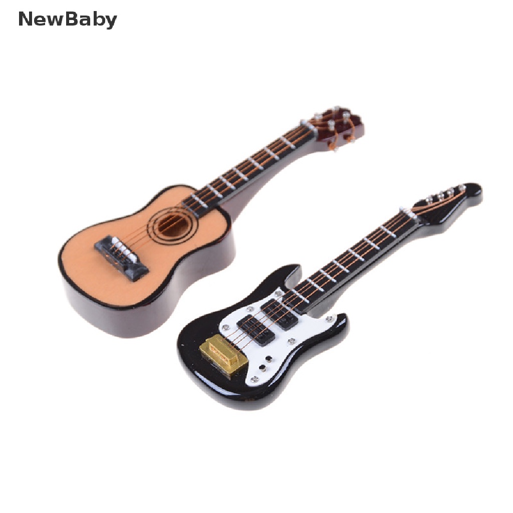 Miniatur Instrumen Musik Gitar Folk DIY Dekorasi Rumah Boneka 1: 12
