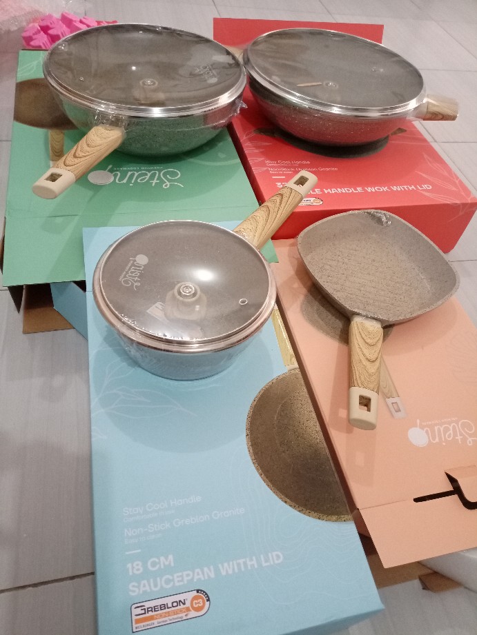 Stein Panci Masak Wok Set Anti Lengket Paket Onyx Steincookware (bonus Baking Set Unicorn)
