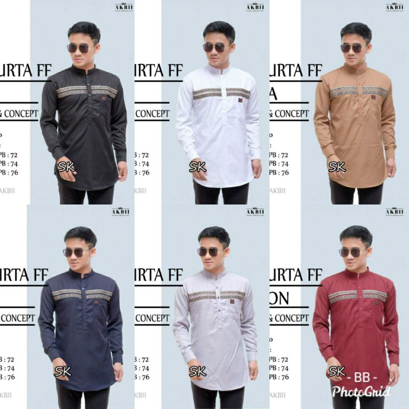 KOKO KURTA FF LENGAN PANJANG BAHAN TOYOBO WARNA PUTIH HITAM MOCCA ABU OLIVE M L XL