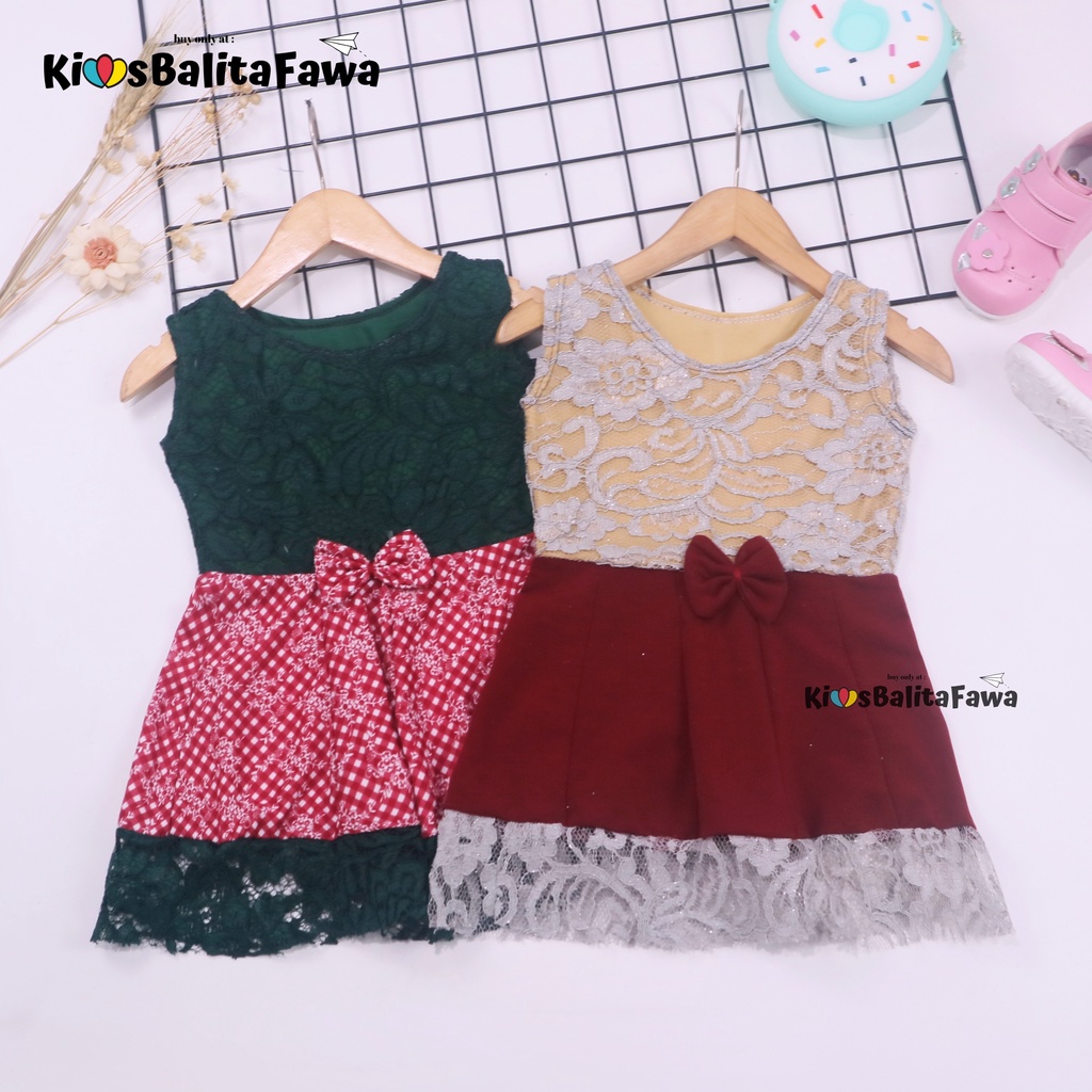 Dress Zulfa uk Bayi 6-18 Bulan / Dres Brukat Kensi Anak Perempuan Baju Brokat Balita Cewek Pakaian