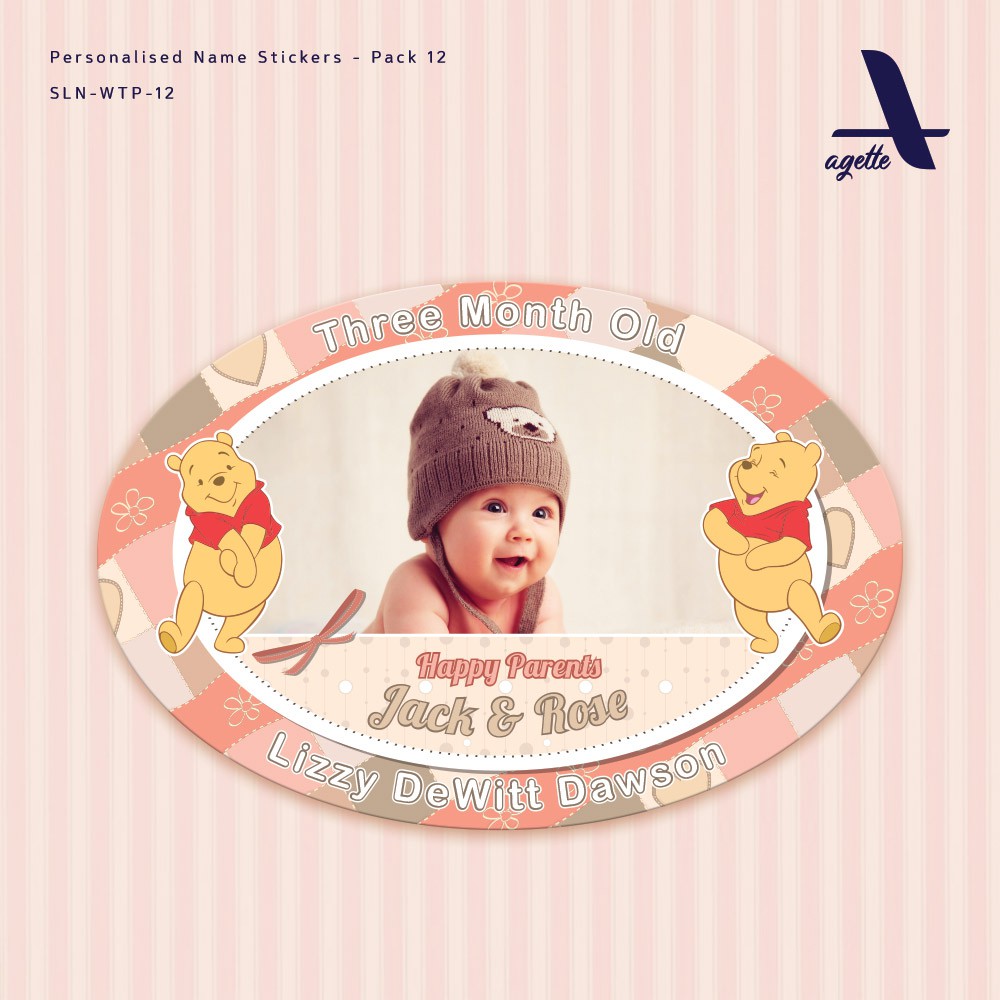 

9 PCS - Stiker Label Nama Winnie the Pooh - 12 - Laminasi - Waterproof