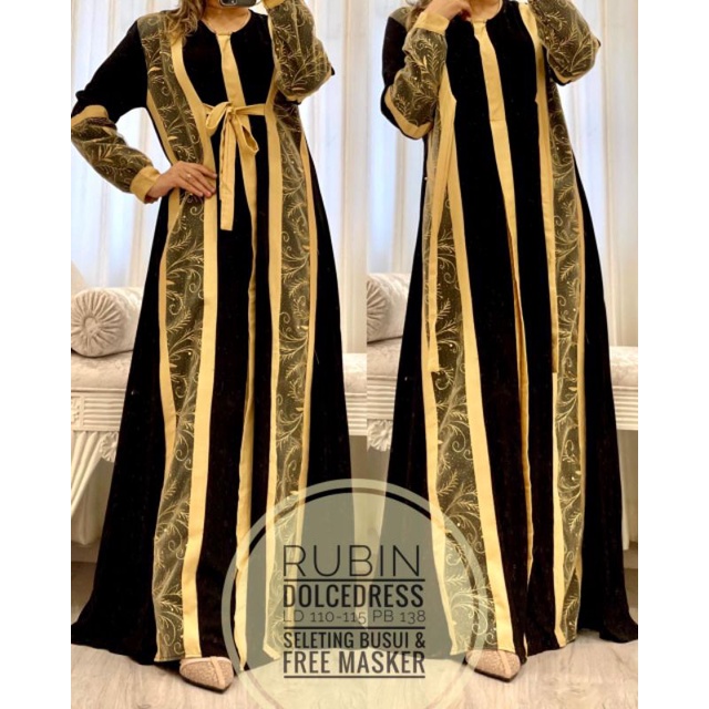 Daster Arab DOLCE RUBIN Gamis Rayon Maxi Dress Mewah Kekinian