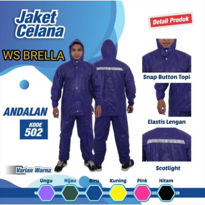 Murah Mantol Pelindung Hujan/Jas Hujan Jaket Celana Andalan 502 Setelan Mantol Pelindung Hujan/Jas