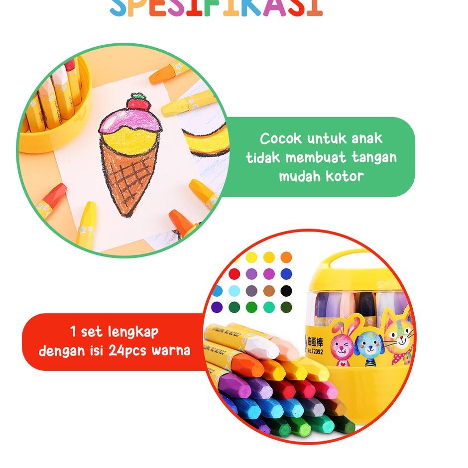 

Banyak Dipakai.. Crayon Anak Mewarnai 24 Warna Krayon Oil Pastel Desain Barrel KIDS LAND