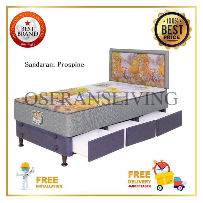 PRODUK BARU GUHDO DRAWER BED HAPPY KIDS-100X200 - FULLSET IDEAL/ATLANTIC/PROSPINE TD186