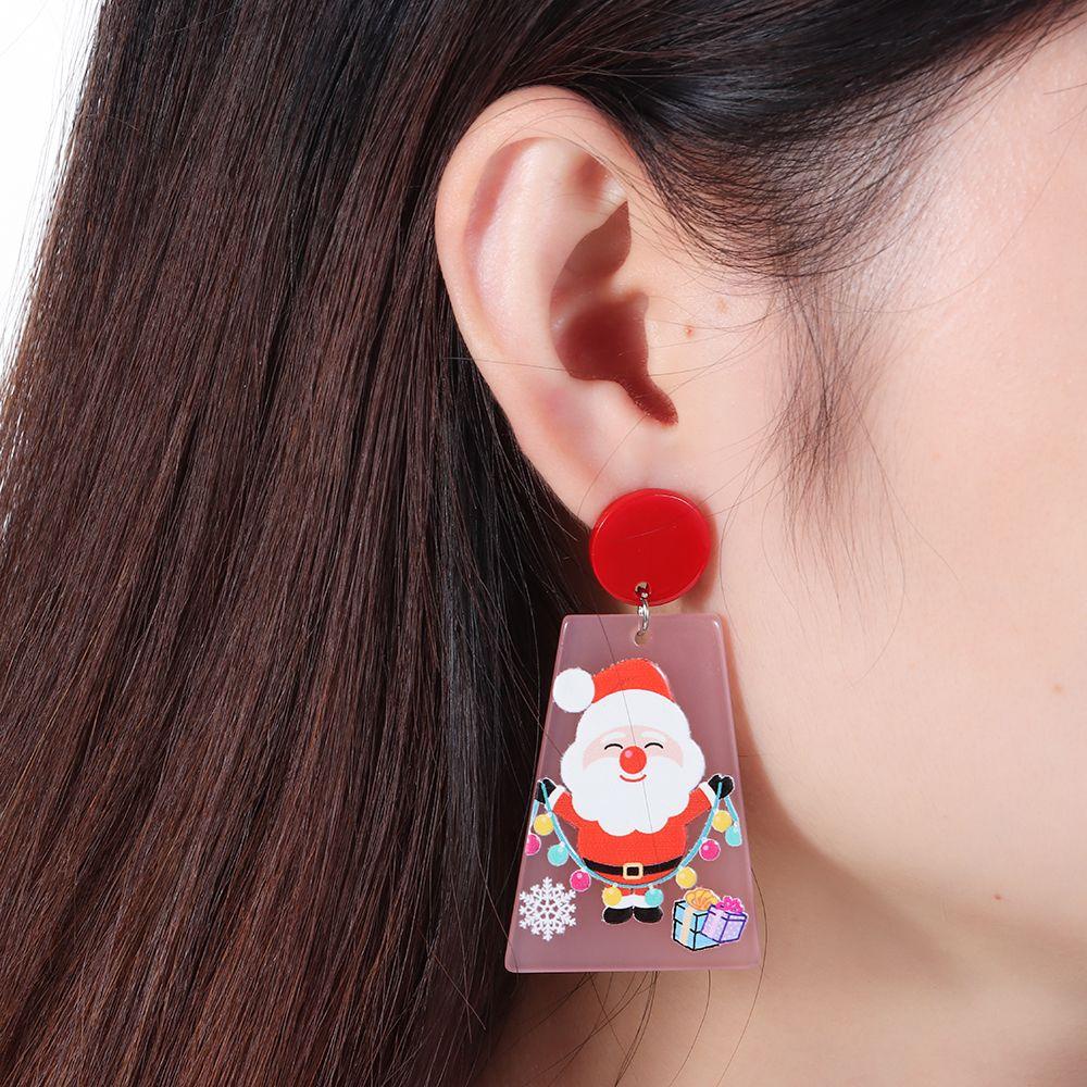 Anting Bentuk Lonceng Natal Bahan Akrilik Untuk Wanita